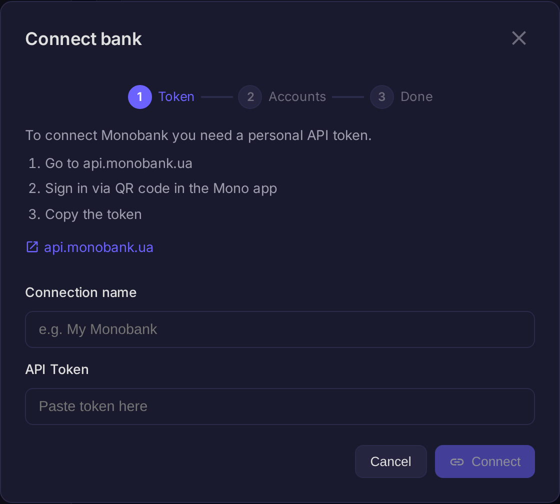 Connecting the Monobank bank