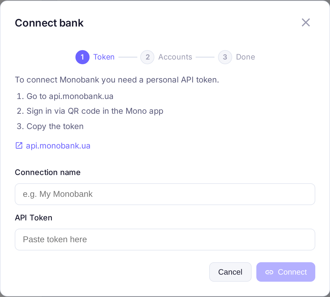 Connecting the Monobank bank