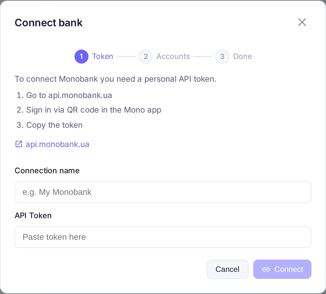 Connecting the Monobank bank