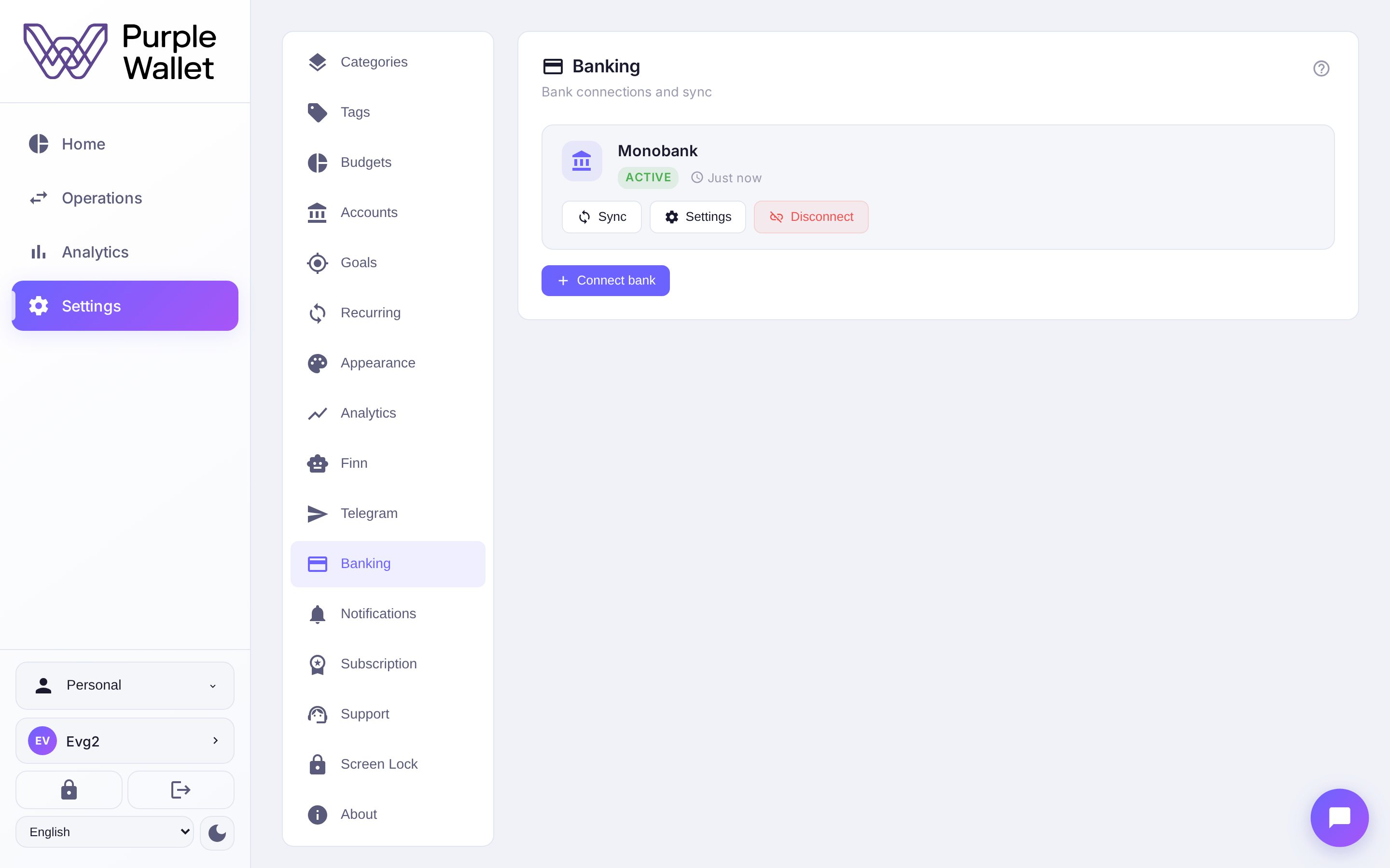 Accounts with a bank connection