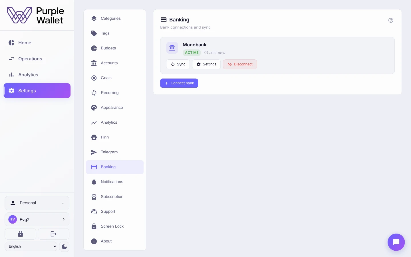 Accounts with a bank connection
